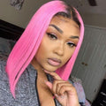 Human Hair 4x4 Lace Closure Ombre 1B/Pink Straight BOB Wig