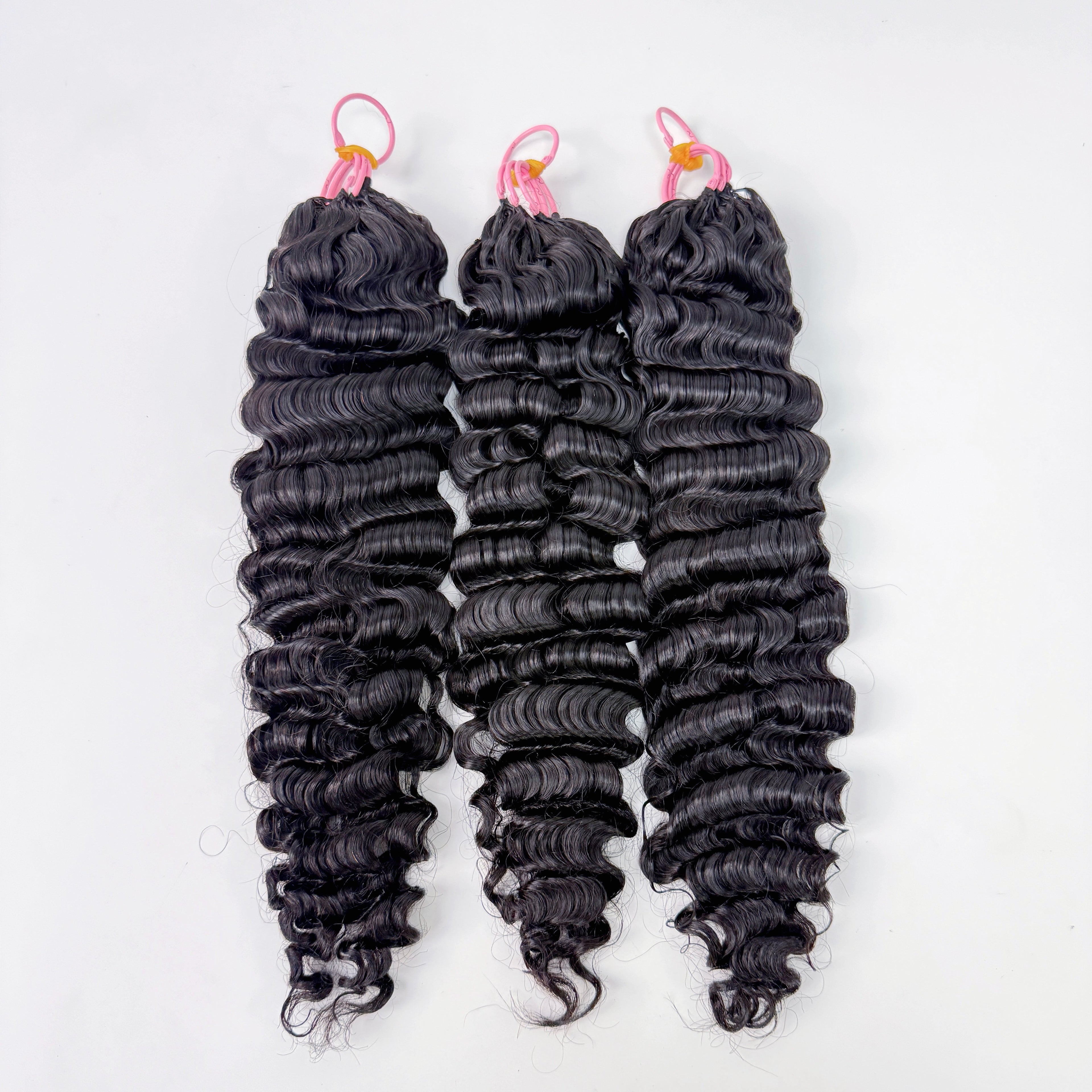 Natural Black Burmese Curly Feather Crochet Human Hair