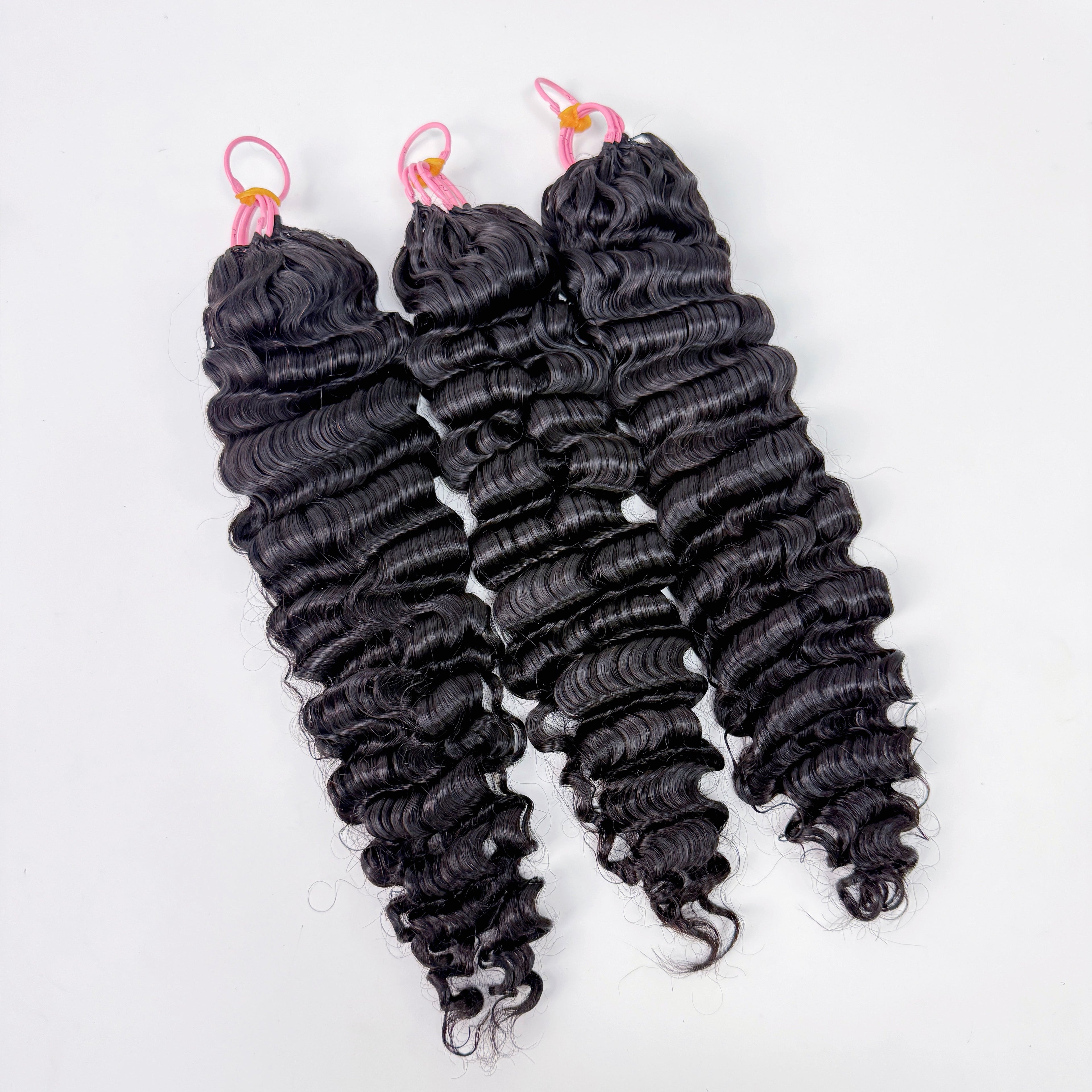 Natural Black Burmese Curly Feather Crochet Human Hair