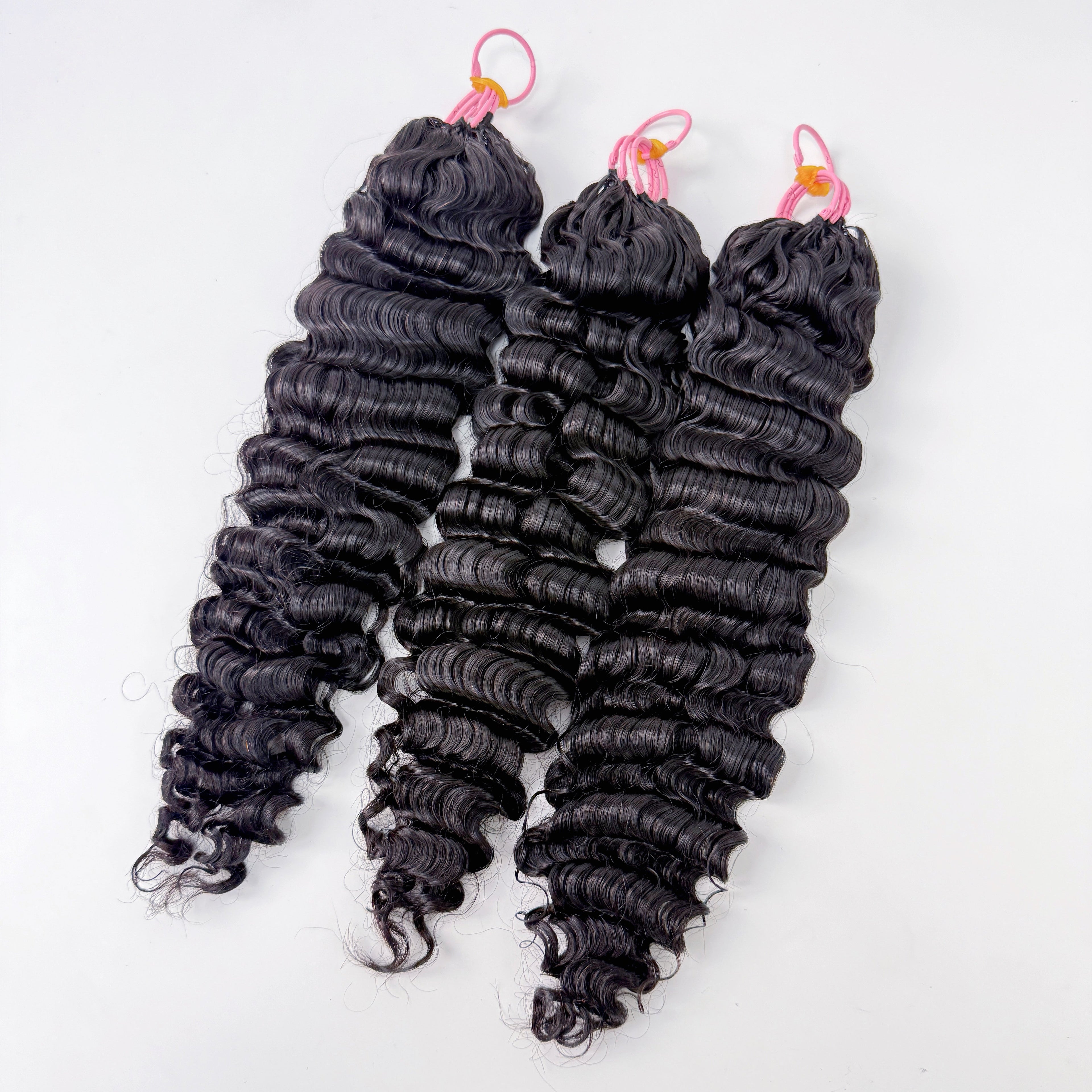 Natural Black Burmese Curly Feather Crochet Human Hair