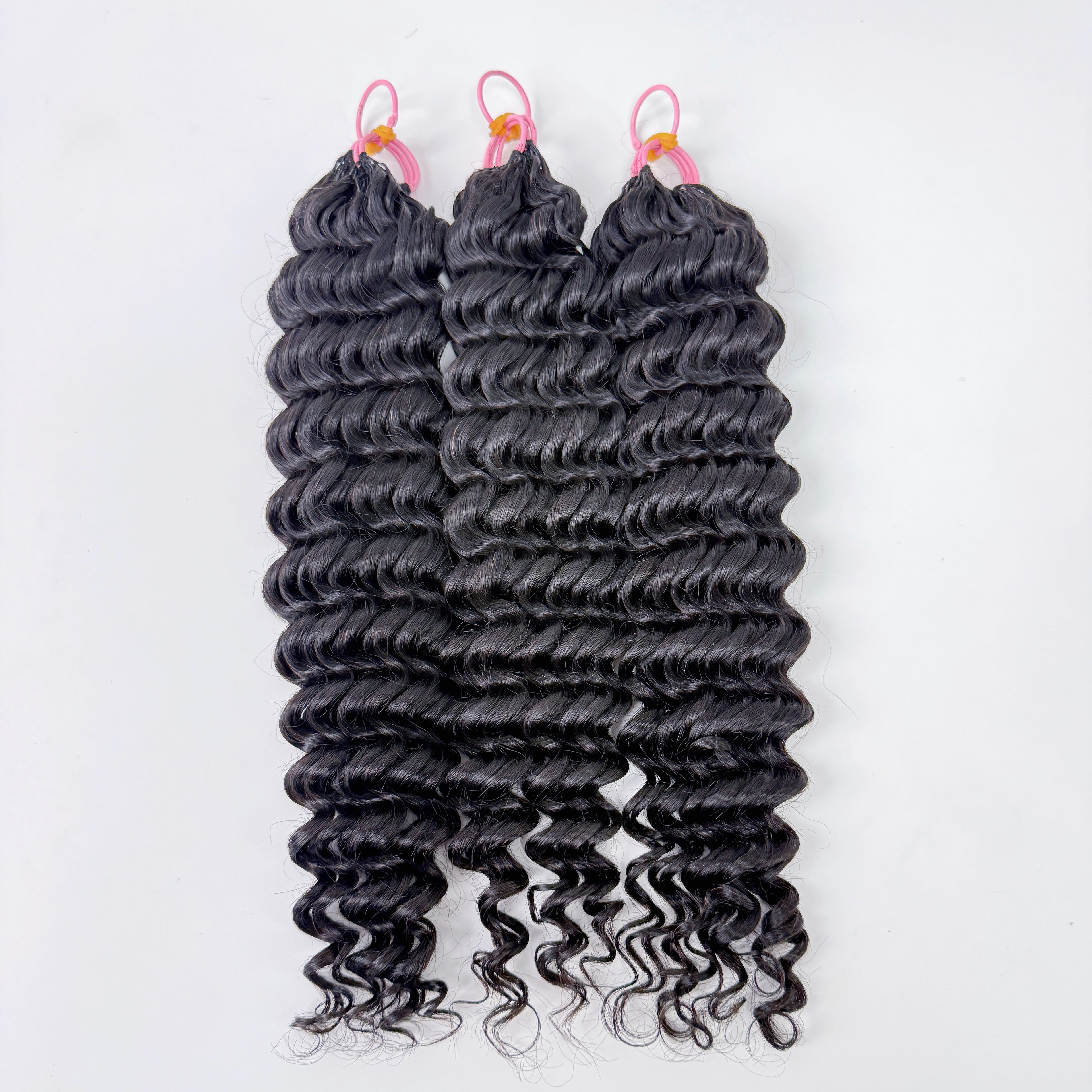 Natural Black Deep Wave Feather Crochet Human Hair