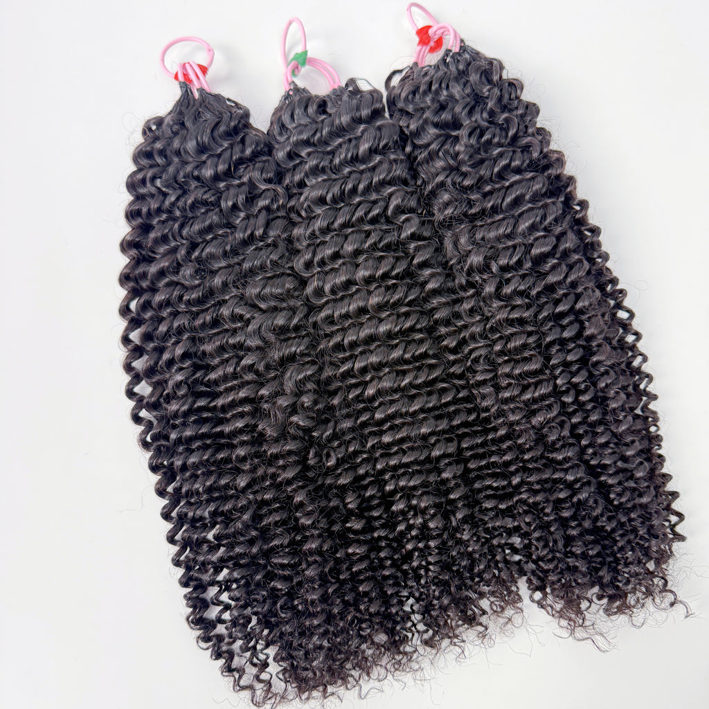 Natural Black Jerry Curly Feather Crochet Human Hair
