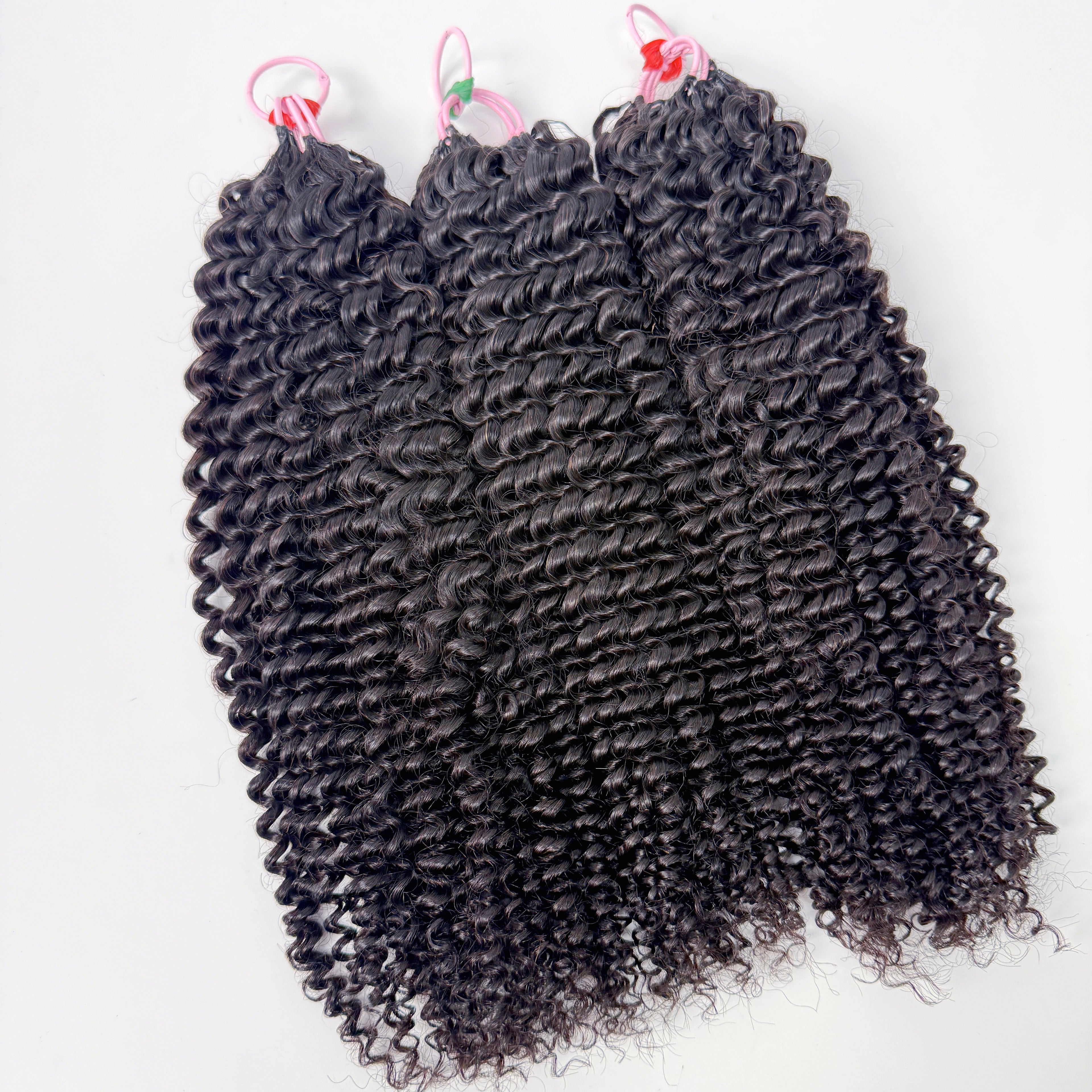 Natural Black Jerry Curly Feather Crochet Human Hair