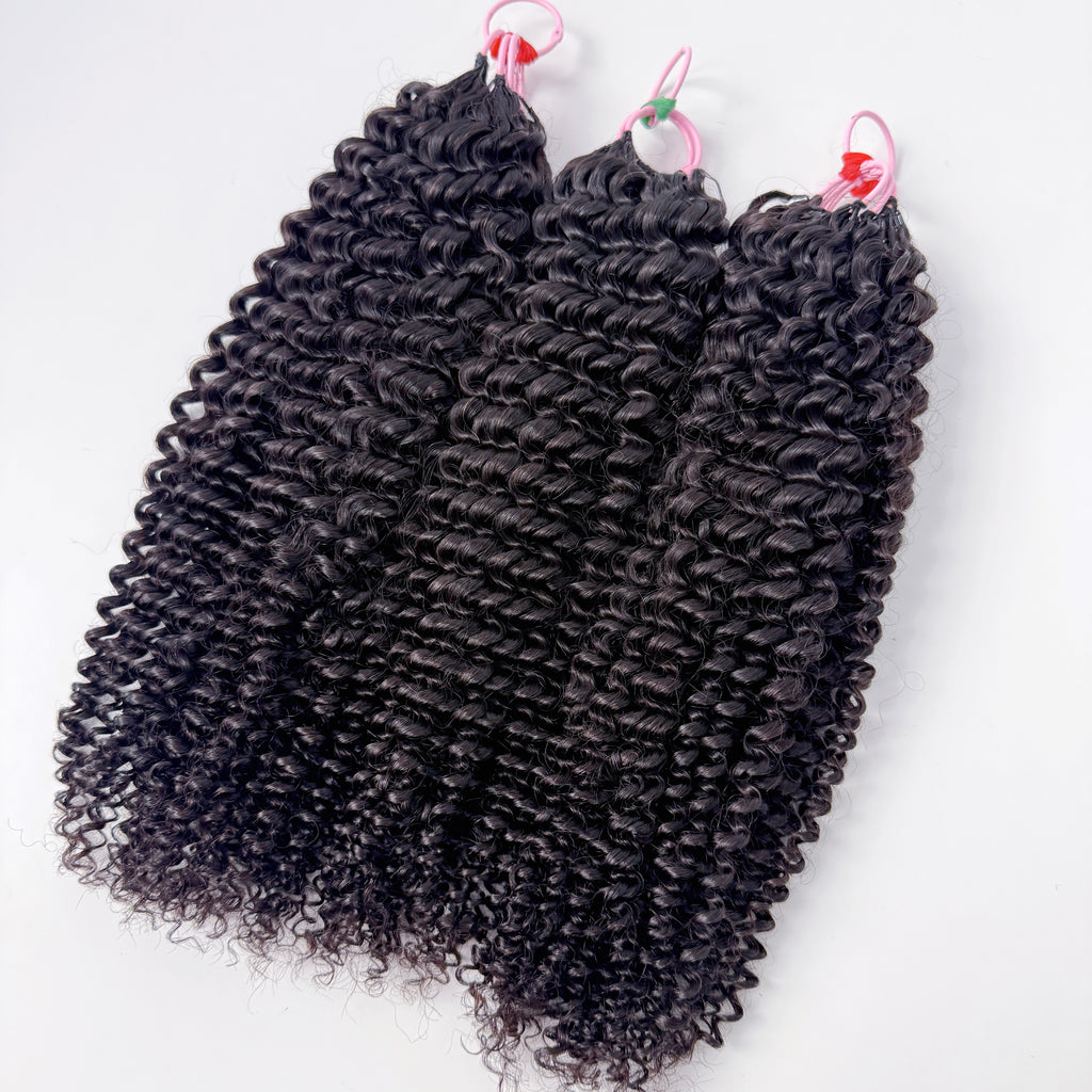 Natural Black Jerry Curly Feather Crochet Human Hair