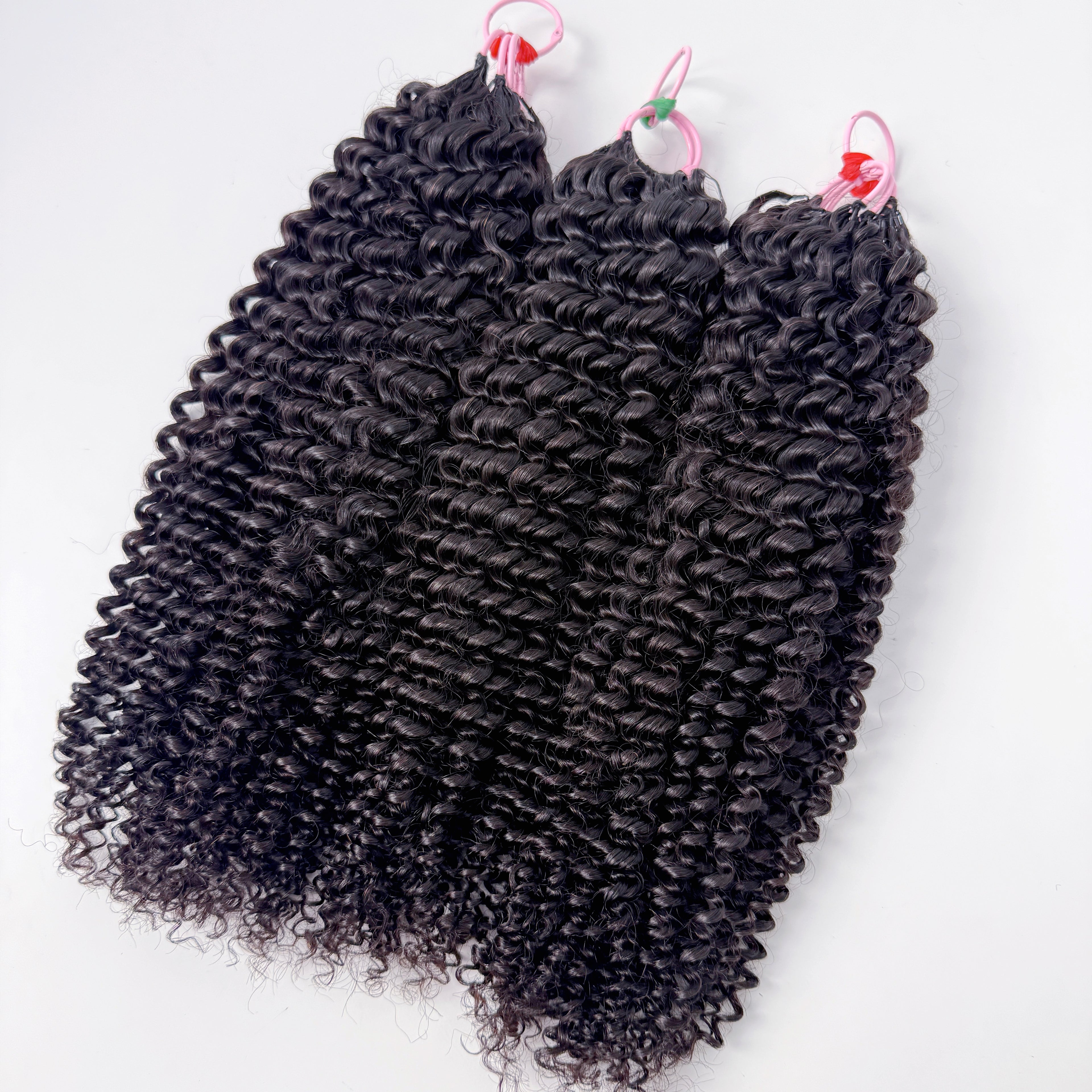 Natural Black Jerry Curly Feather Crochet Human Hair