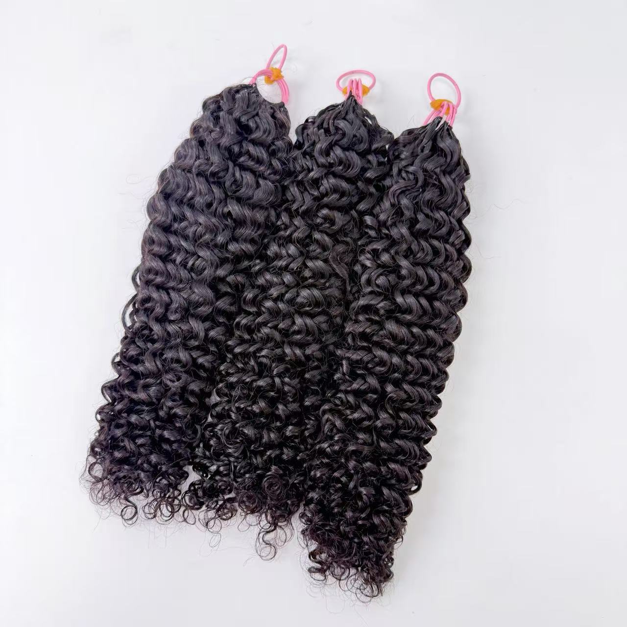 Natural Black Kinky Curly Feather Crochet Human Hair