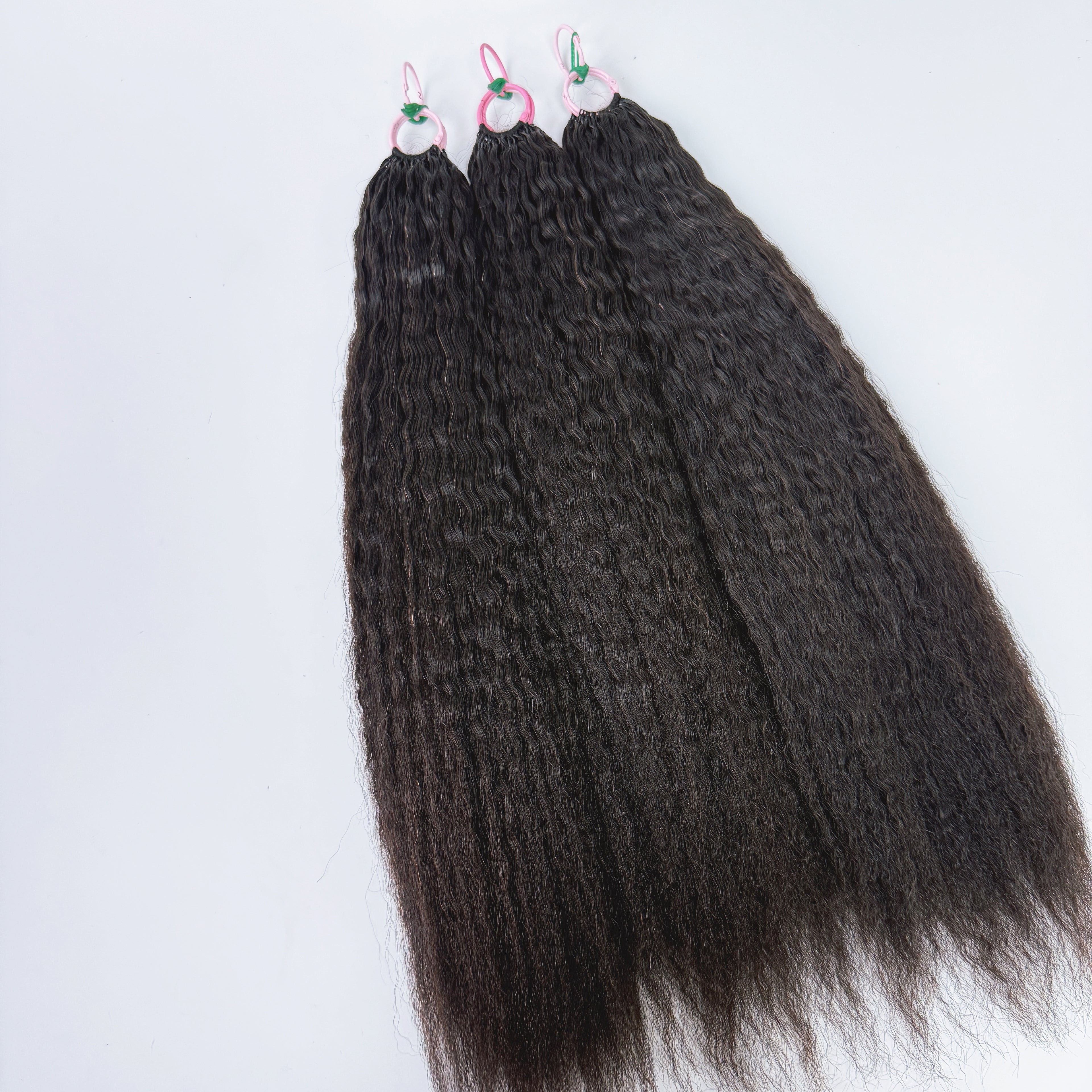 Natural Black Kinky Straight Feather Crochet Human Hair