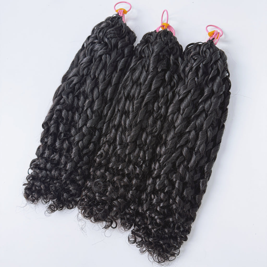 Natural Black Pixie Feather Crochet Human Hair