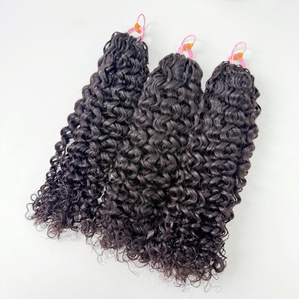 Natural Black Water Wave Feather Crochet Human Hair